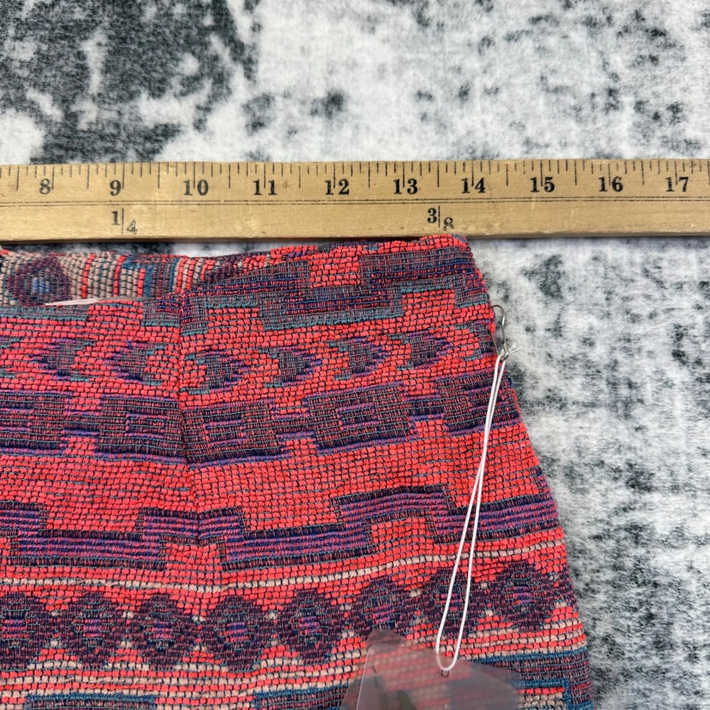 NEW Forever 21 Mini Skirt Womens XS Pink Geometric Tapestry Woven Boho Festival - Picture 4 of 7